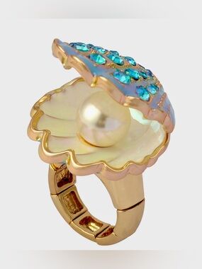 Betsey Johnson CLAM SHELL STRETCH RING BLUE